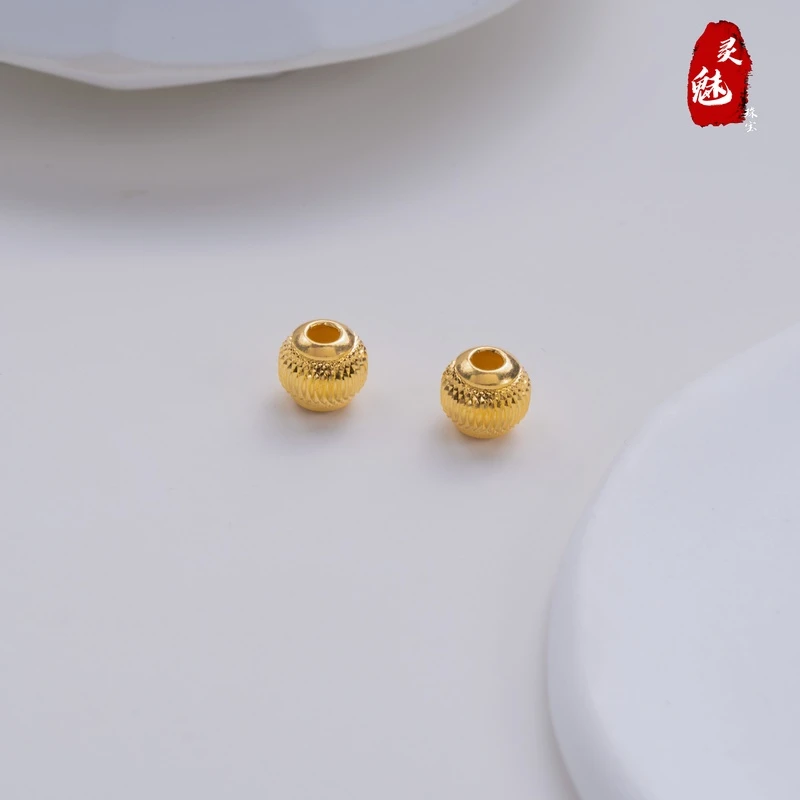 (灵魅)18K金爆闪猫眼配饰珠 一对