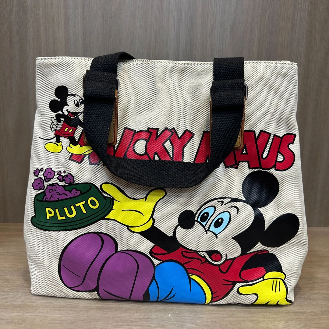 时尚百搭米奇卡通印花帆布腋下单肩包