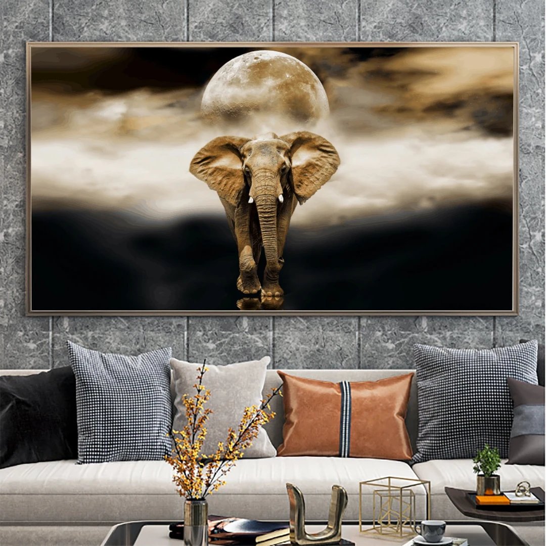 装饰画镶嵌画壁画挂画客厅画轻奢大象大气背景墙品牌高级感晶瓷画