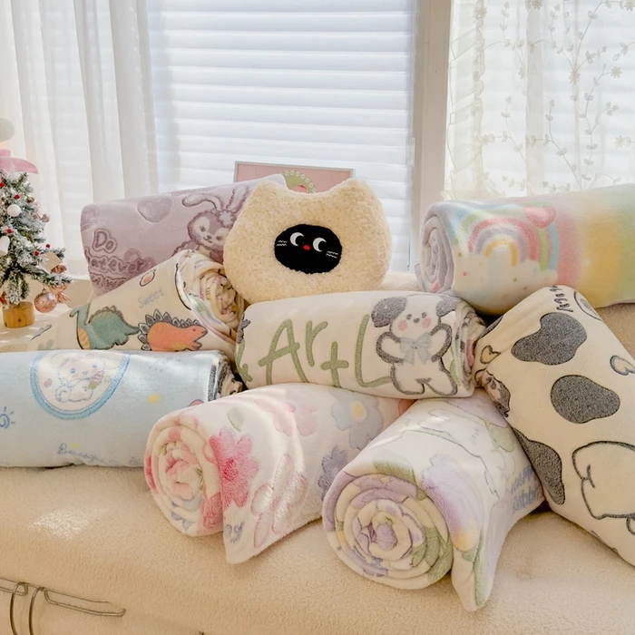 【多功能毛毯】超柔保暖绒毯/1.8*2米+-5cm/【纯色/印花】颜色随机