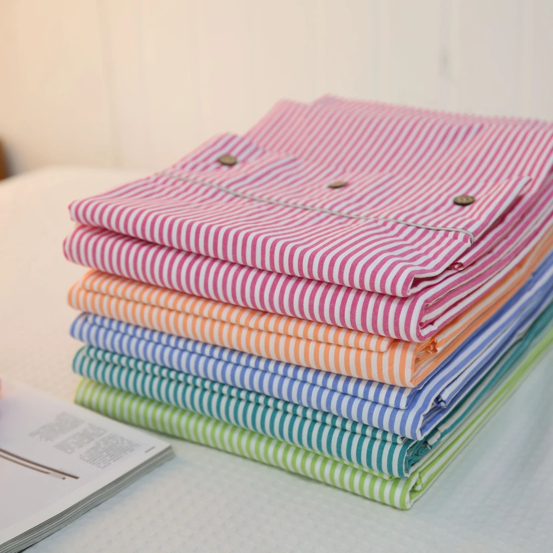 出口精梳棉老粗布床单枕套32支家庭学生用条纹透气单人双人三件套