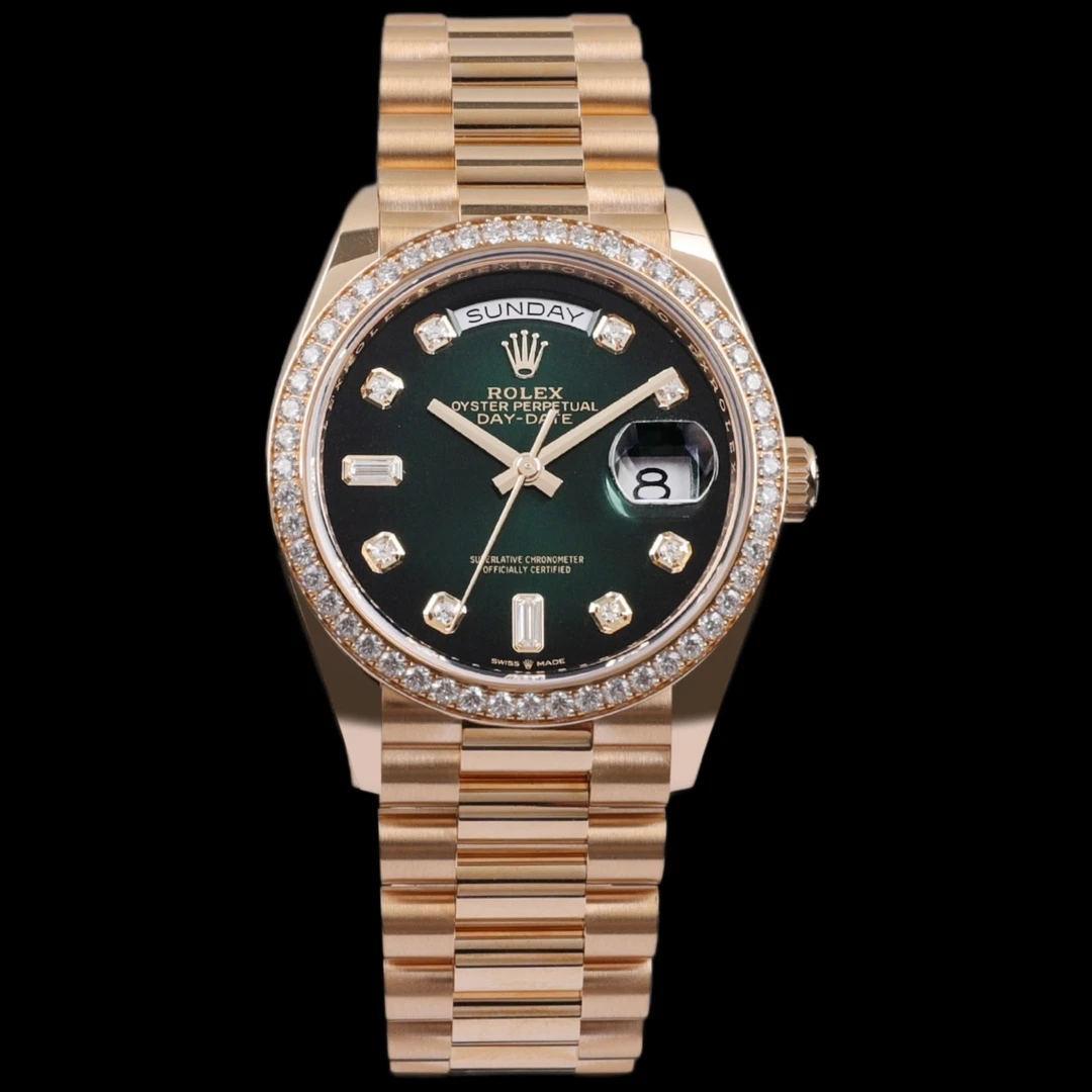 99新 劳力士 S/圈钻烟熏绿128348/未使用全套/36mm/公价458300