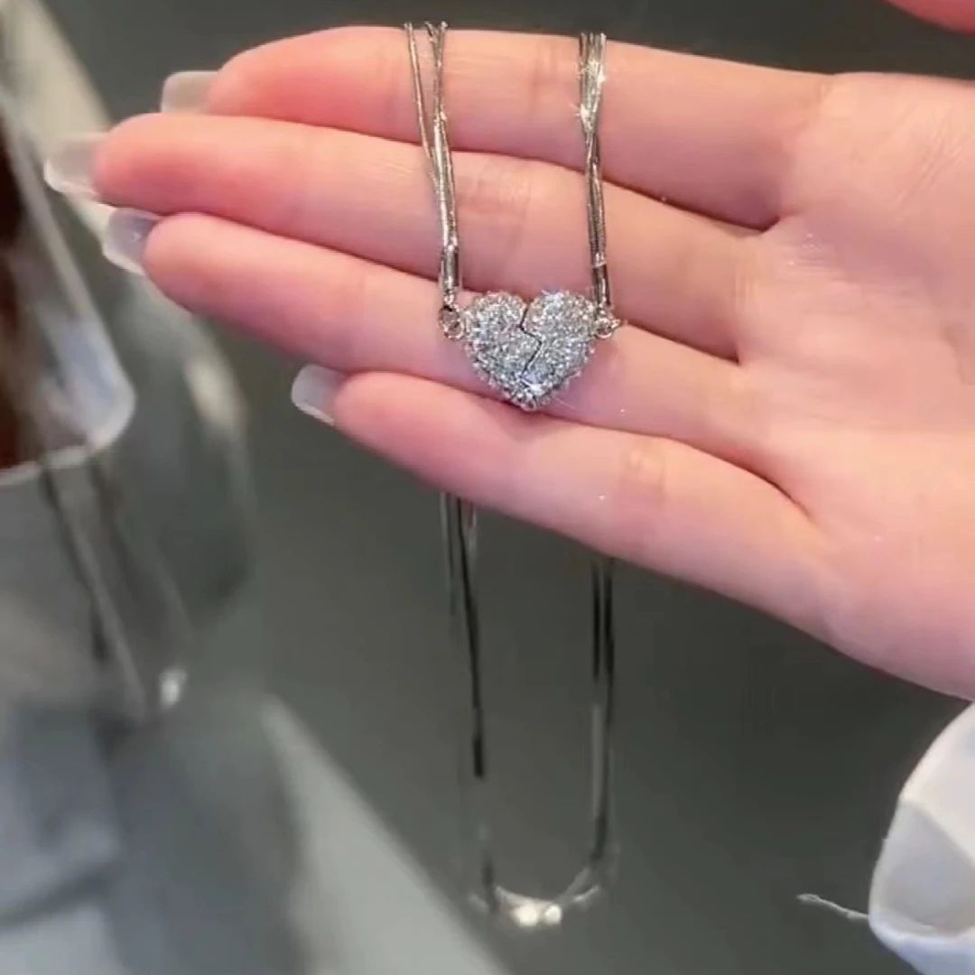 铜合金项链 A2134【心心相吸】磁吸爱心时尚精致高级感项链