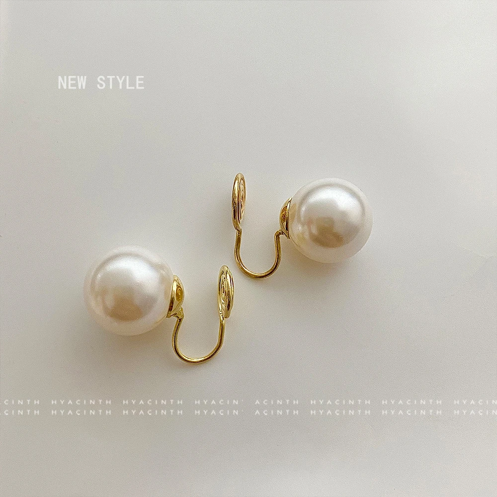 铜合金仿珍珠耳饰 蚊香盘耳夹女fever同款无耳洞仿施家珠珠耳环