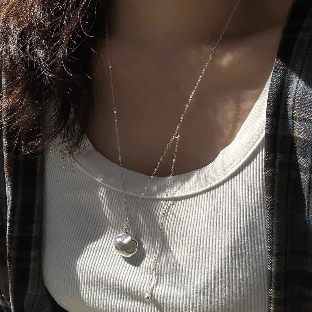 坠链均925银 s925银韩国东大门酒壶毛衣链瓶子项链小众抽拉绳设计