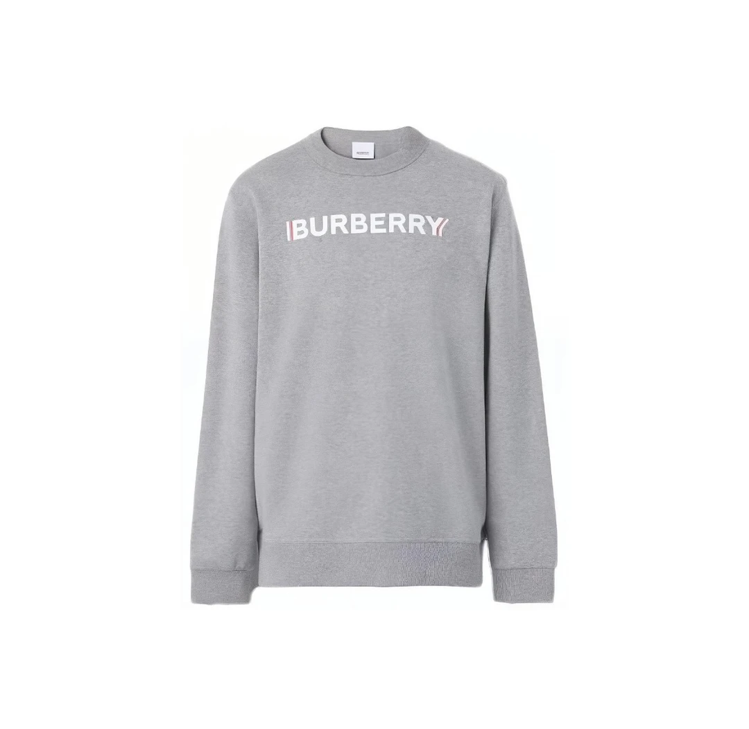 全新未使用 BURBERRY/博柏利 经典灰色logo宽松时尚休闲圆领卫衣