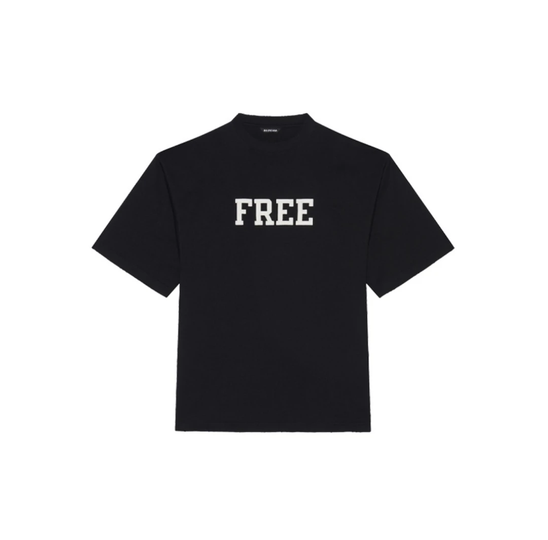 全新未使用 Balenciaga/巴黎世家 黑色FREE圆领短袖T恤 男女同款