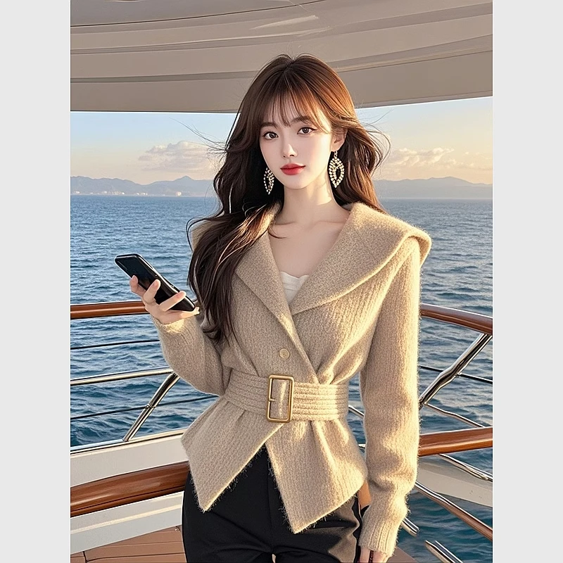 独特超好看气质小香风毛衣外套女装秋冬新款名媛时尚收腰针织上衣