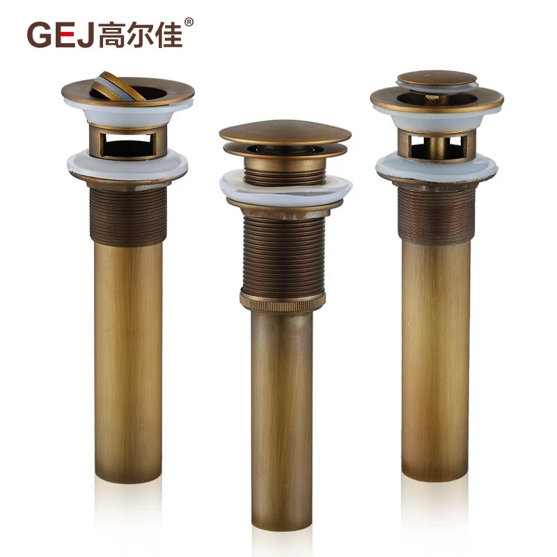 全铜仿古下水器洗手盆洗脸盆下水器套装弹跳式面盆弹跳翻版下水器