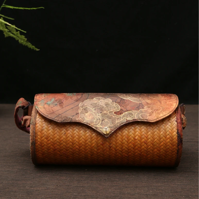 【直播专属】缎面印花竹席竹筒包（3.4mm） （DM76）