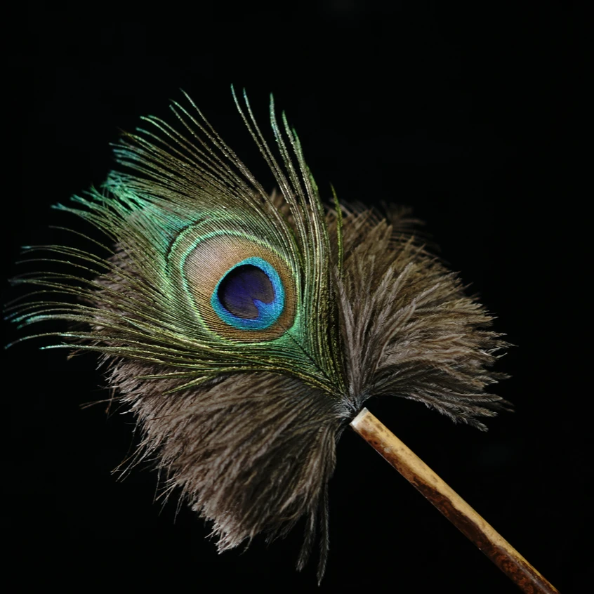 【直播专属】云妃竹鸵鸟毛拂尘 普通款   手工云妃竹拂尘摆件