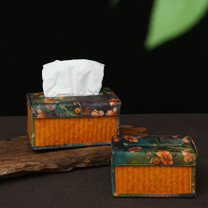 【纳兰专属】缎面印花纸巾盒玉兰大21*14*10（DM36-3）