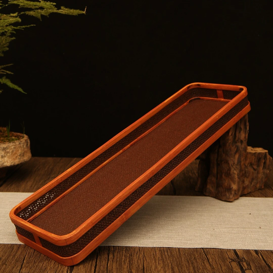 【朴意凡器】大漆藤席长方形镂空茶盘