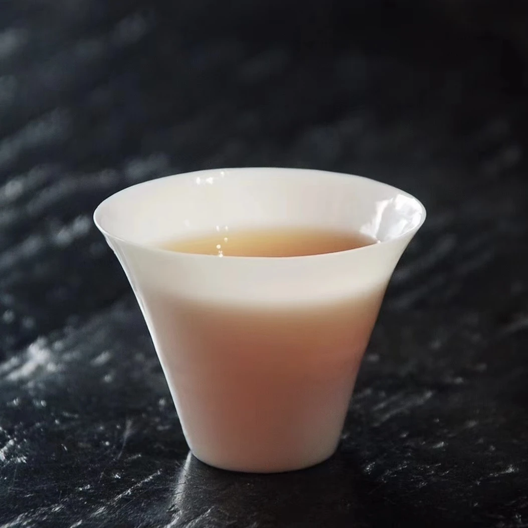 【觉庐】马蹄杯薄胎纯手工白瓷杯2个
