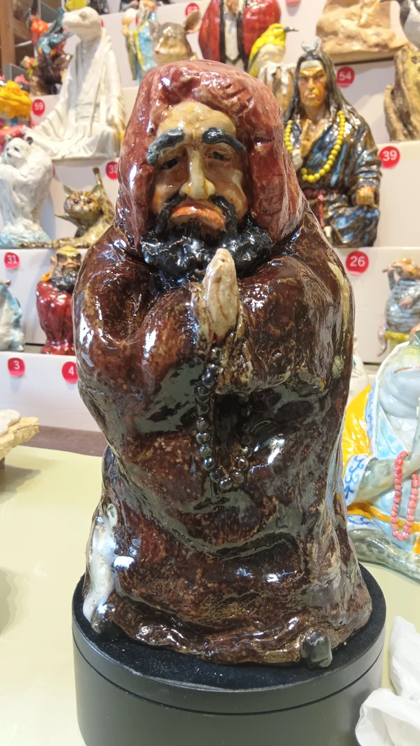 达摩祖师陶瓷摆件纯手工制作