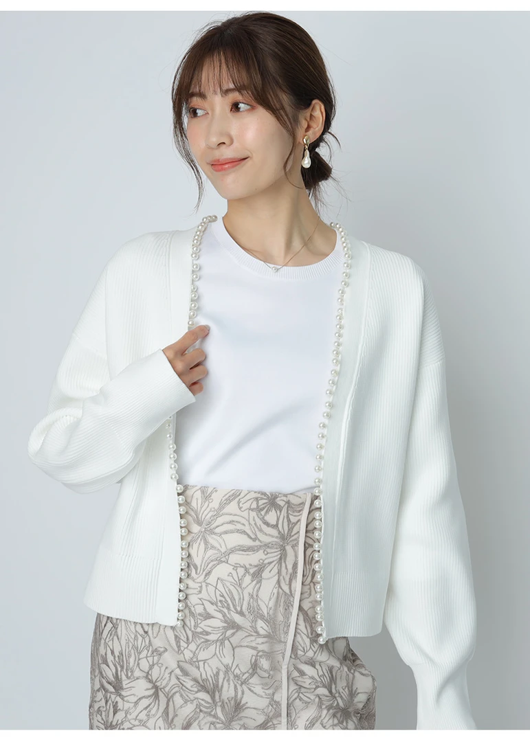 早秋 珍珠排扣纯色糖果色针织百搭开衫