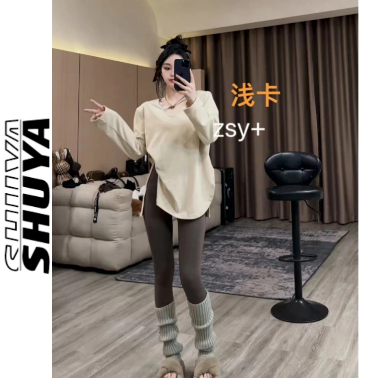 【舒雅推荐】重工百搭必备垫肩开衩斜边双面磨毛tDY#5306