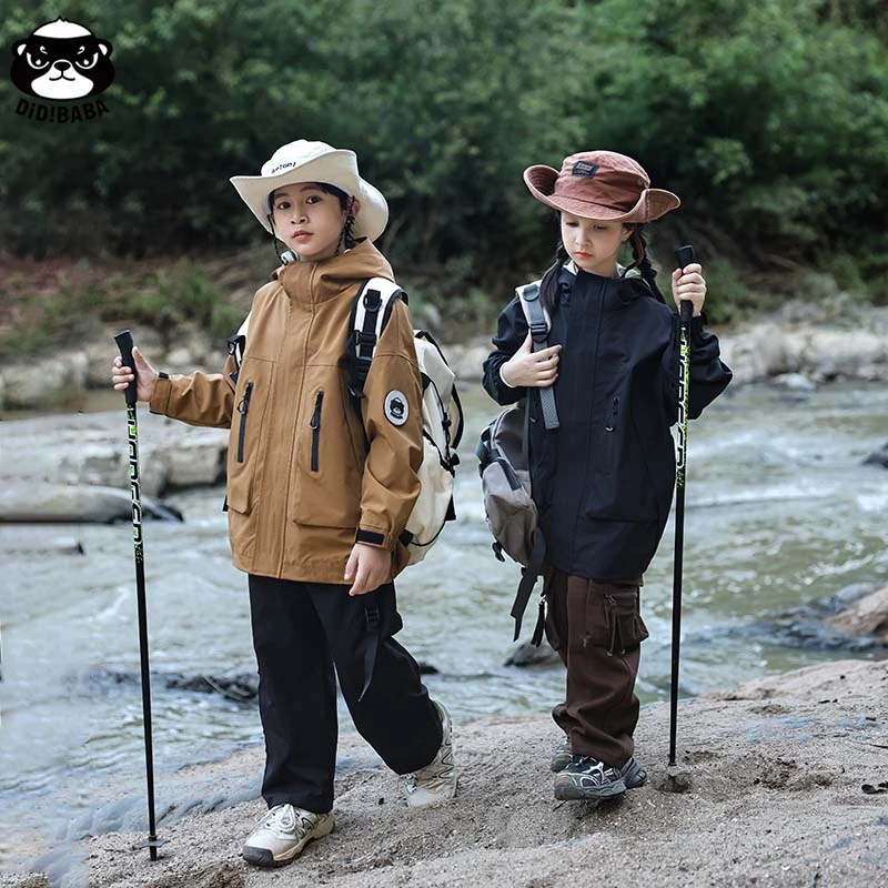 滴滴巴巴春秋亲子款户外防风男女童休闲登山工装风速干外套DC516