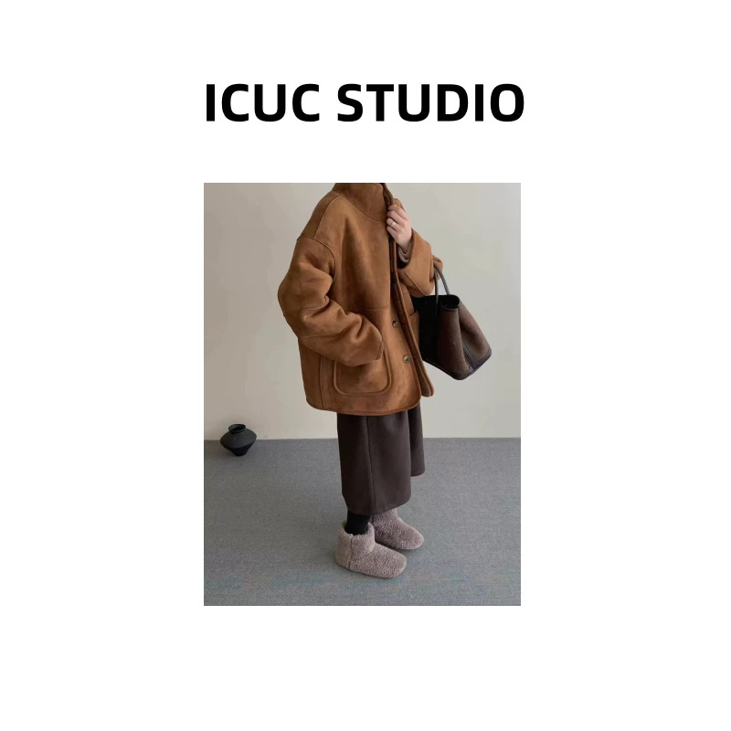 ICUC定制-【两面穿皮毛一体立领外套】冬季新款宽松百搭外套8352