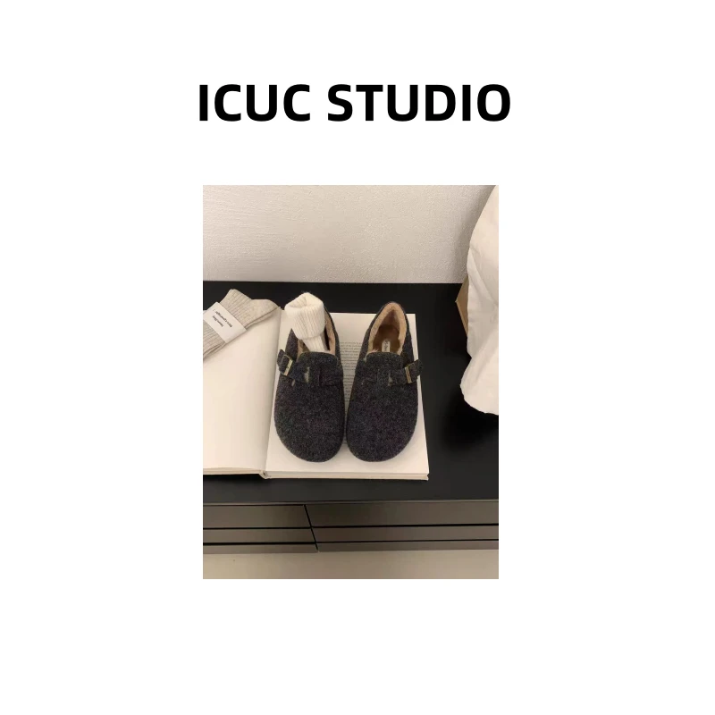 ICUC定制-【加绒懒人一脚蹬勃肯鞋】冬季新款复古勃肯鞋658