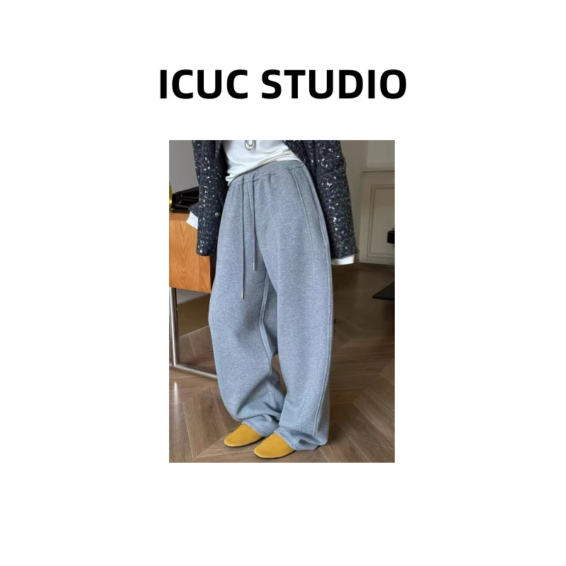 ICUC定制-【松紧腰抽绳直筒弯刀裤】冬季新款宽松百搭休闲裤1993