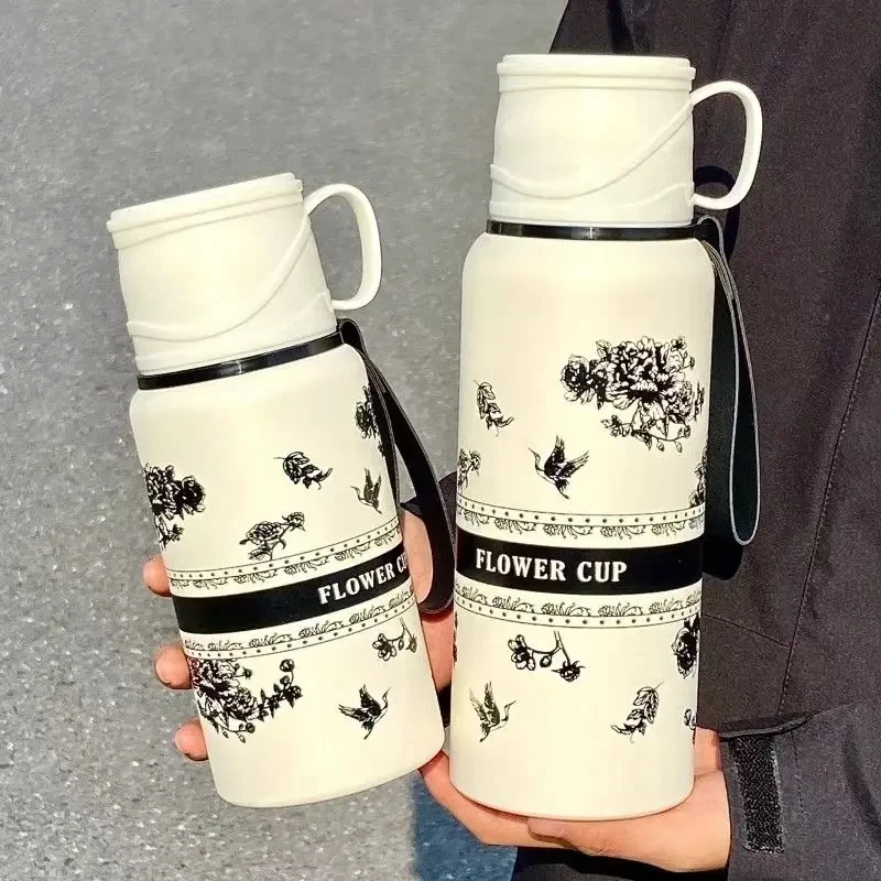 【杯盖可以喝水】保温壶2024新款家用大容量茶水分离便携车载保温杯