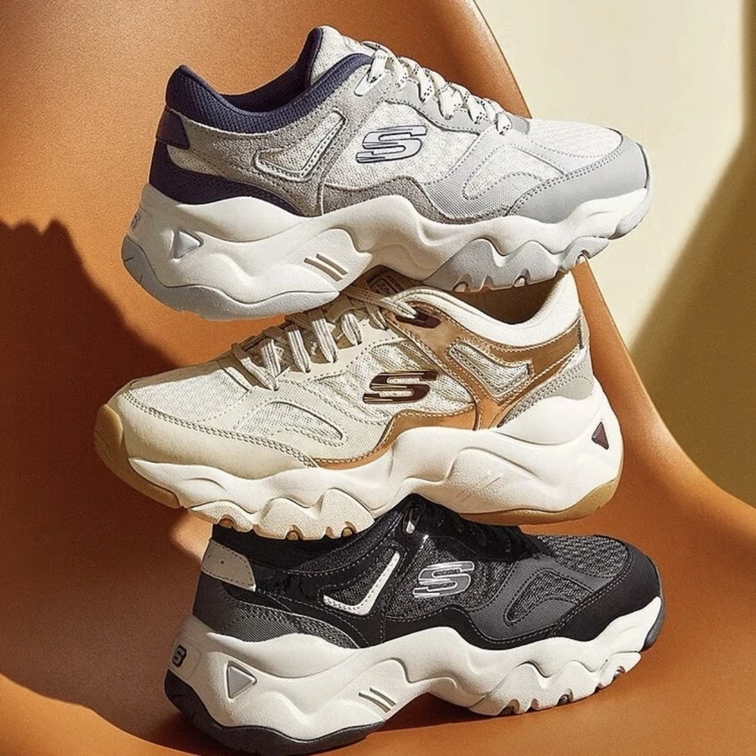 斯凯奇复古百搭轻便潮流秋冬厚底熊猫时尚运动老爹鞋痞帅12958