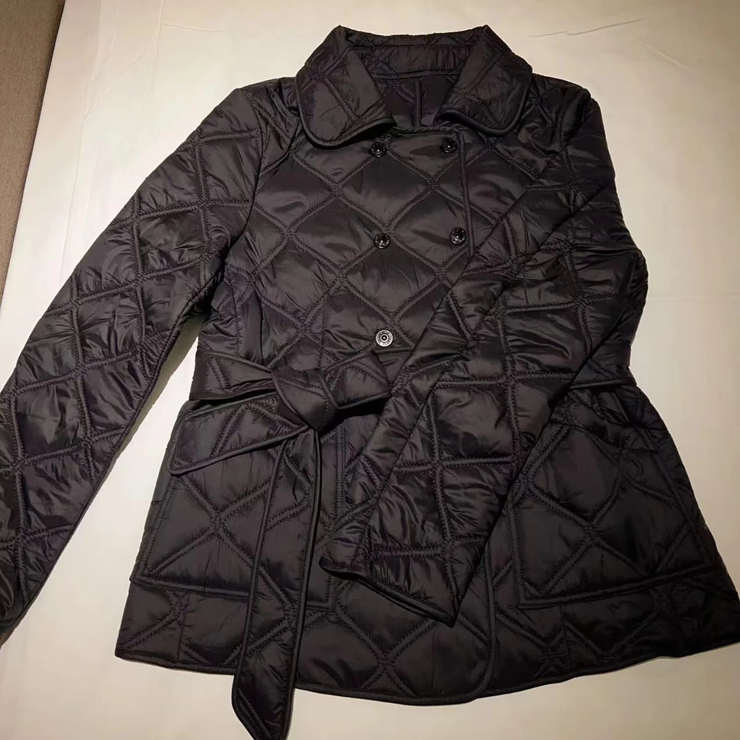 经典简约复古系腰带轻薄棉服外套