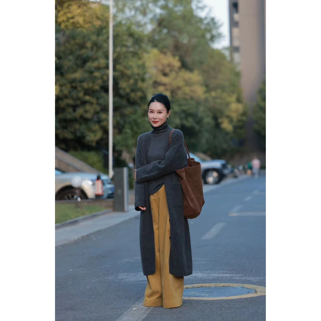 韩系慵懒风高级感宽松 绵羊毛+狐狸毛 混纺针织开衫（建议干洗）