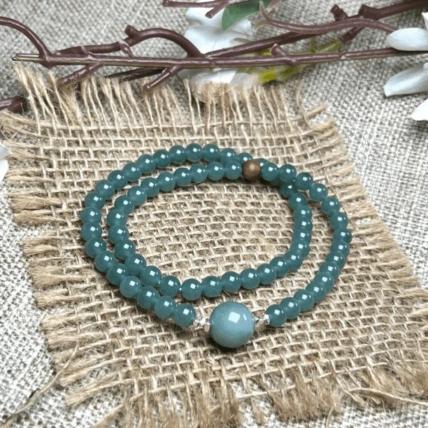 非金属木质手链 老山蓝水果冻冰蓝06双圈手串