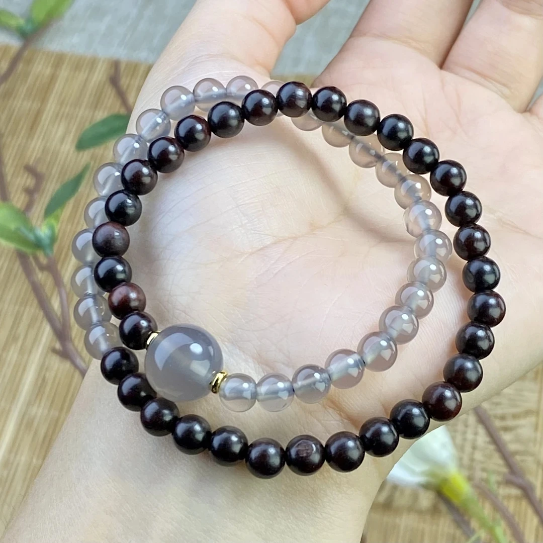 印度小叶紫檀双圈云烟手串