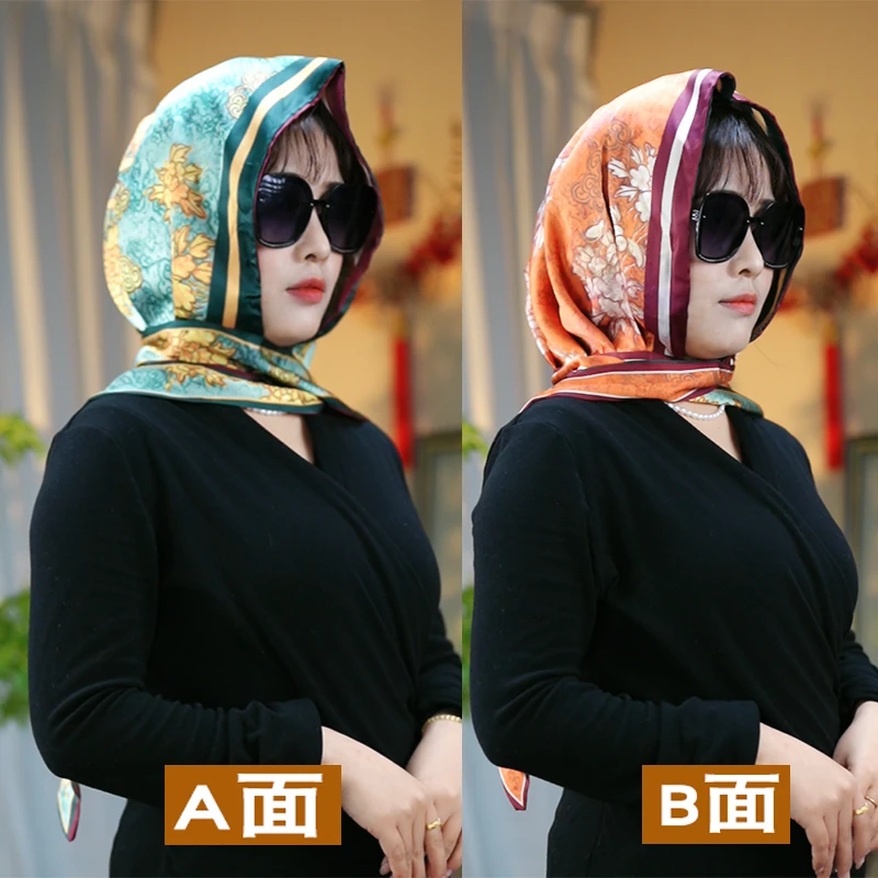 【双面双色可戴】时尚女士防晒包头巾春夏丝巾帽优雅丝巾飘带防晒帽