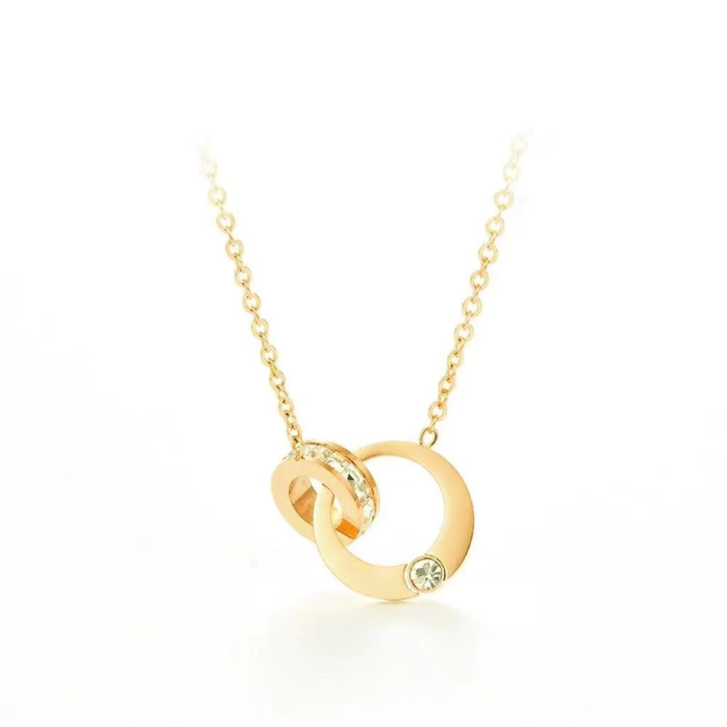 钛钢项链 莫比乌斯项链轻奢时尚百搭小众简约金色环环相扣坠链