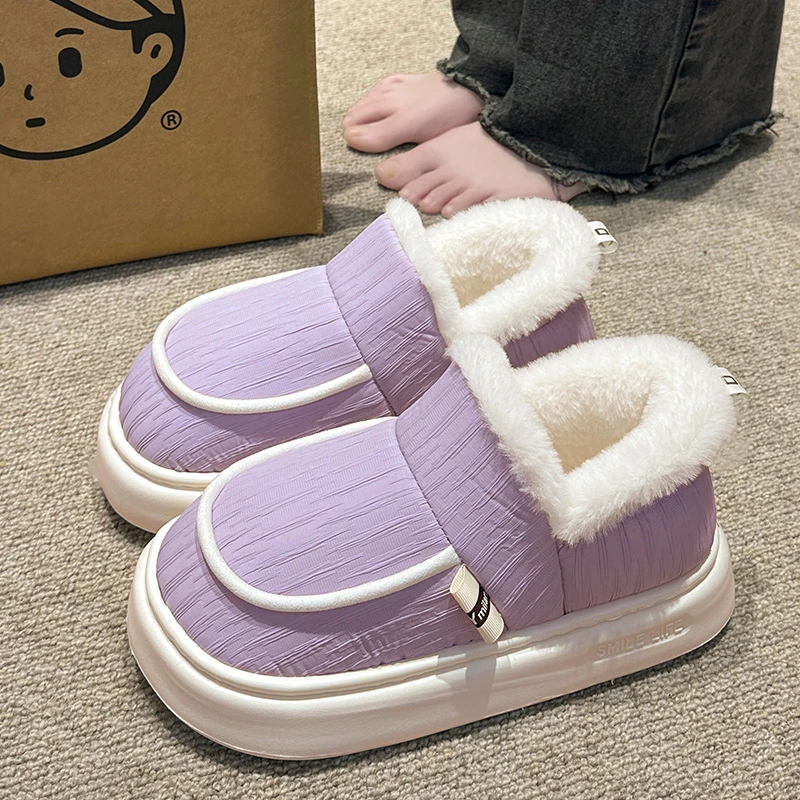 加绒加厚保暖棉鞋女士冬天居家防滑外穿秋冬季情侣毛绒棉棉拖鞋男