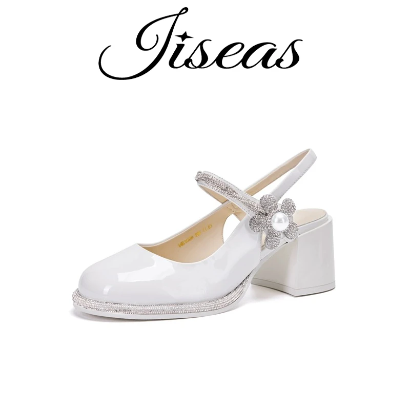 新款真皮厚底粗跟气质优雅高跟鞋法式玛丽珍单鞋女14B1008