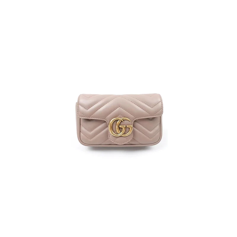 95新 GUCCI/古驰 马蒙mini奶茶色女士单肩斜挎包bc0053