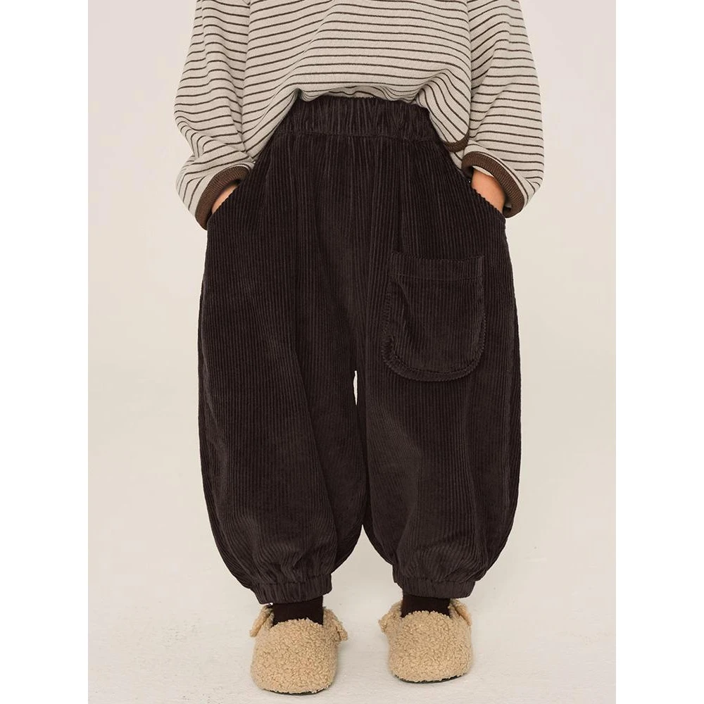 男童裤子加绒冬季2023新款儿童加厚灯芯绒休闲裤中小童保暖长裤