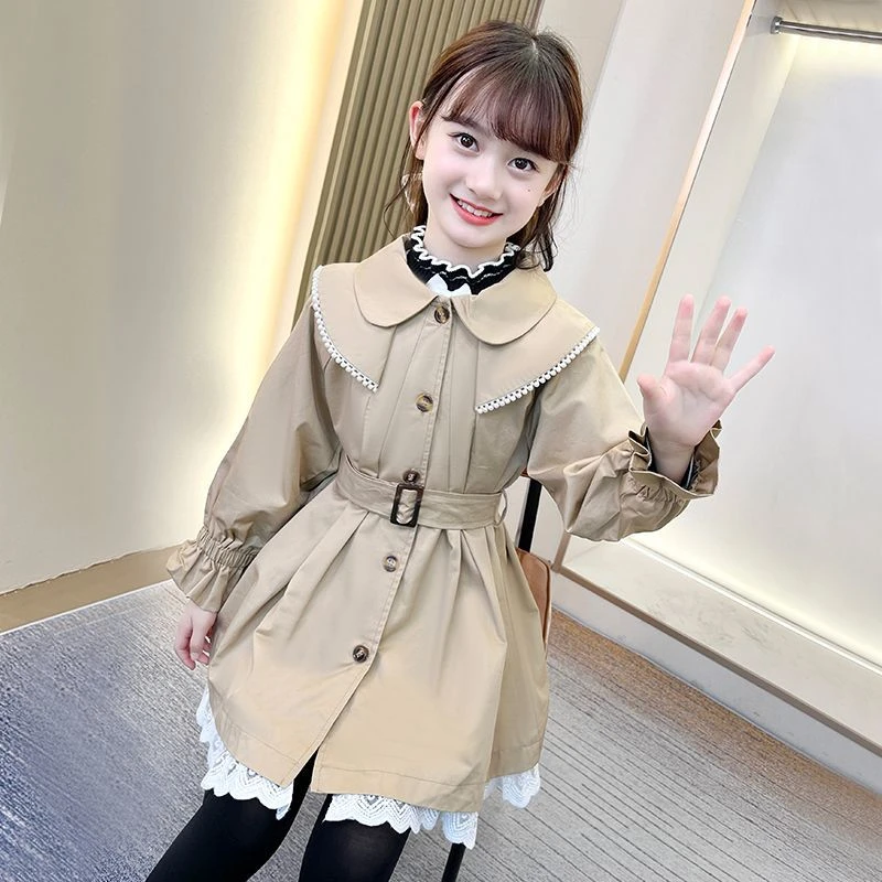 女童外套春秋款2025新款秋装儿童英伦风中大童大衣洋气时髦风衣女