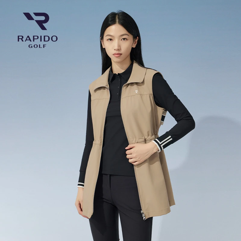 RAPIDO雳霹道24年早秋新女GOLF收腰大翻领无袖马甲外套CP4639Z01