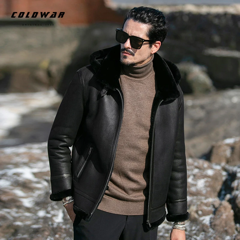 原生态皮毛一体男装真皮连帽可拆卸短款休闲保暖加厚冬季外套