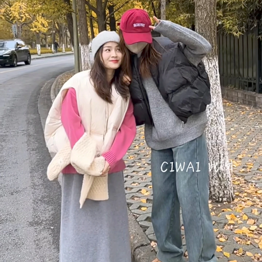 【谜洛】小众设计南瓜马甲女白鸭绒宽松显瘦龟背羽绒马甲背心外套