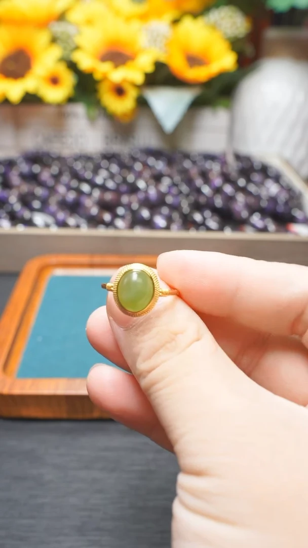 【闪购商品】和田玉G25-1号碧玉戒指未镶嵌个