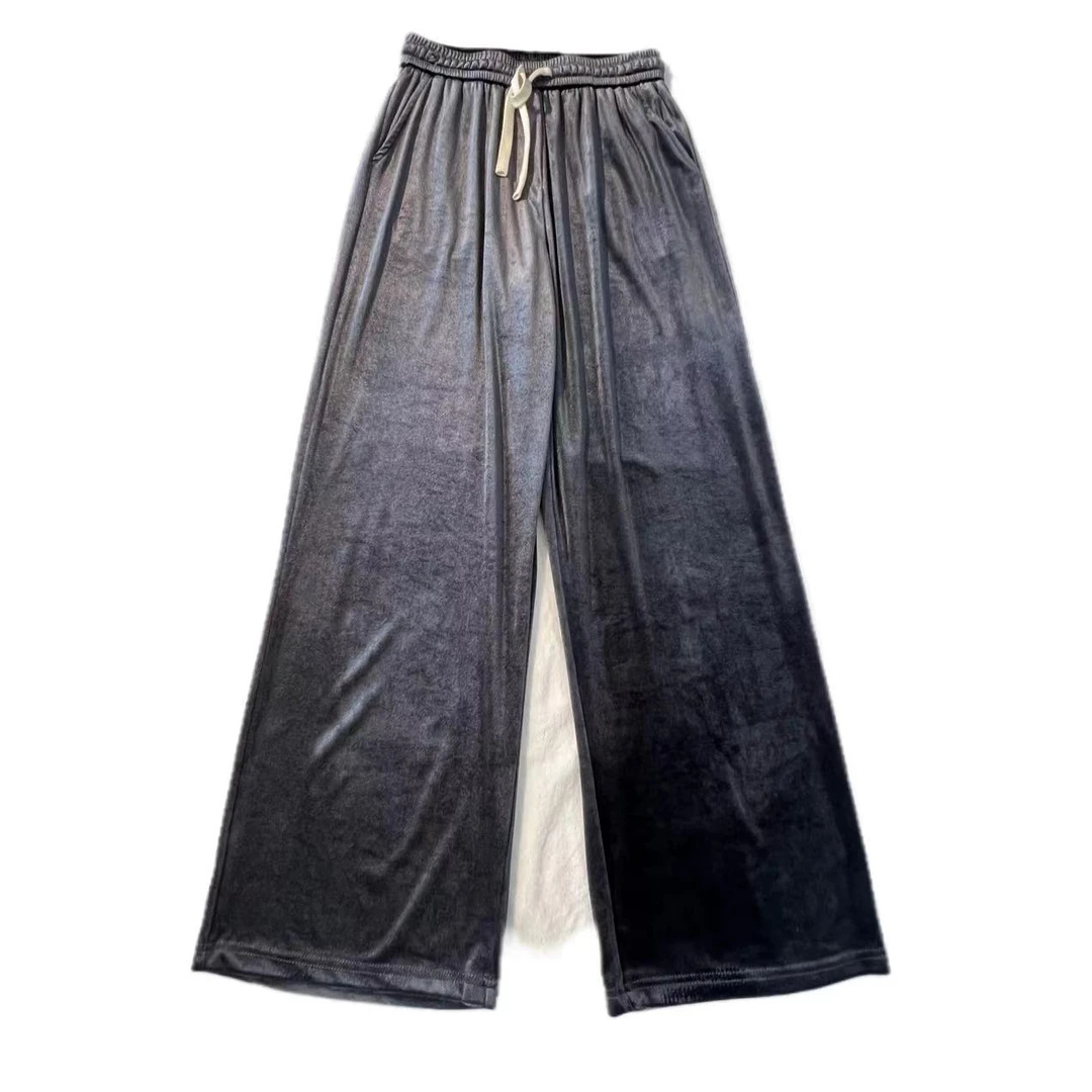 时尚百搭垂感直筒松紧腰复古休闲裤10070045