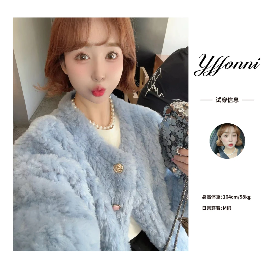 【YFONI】绝绝子冰川蓝~皮毛一体外套