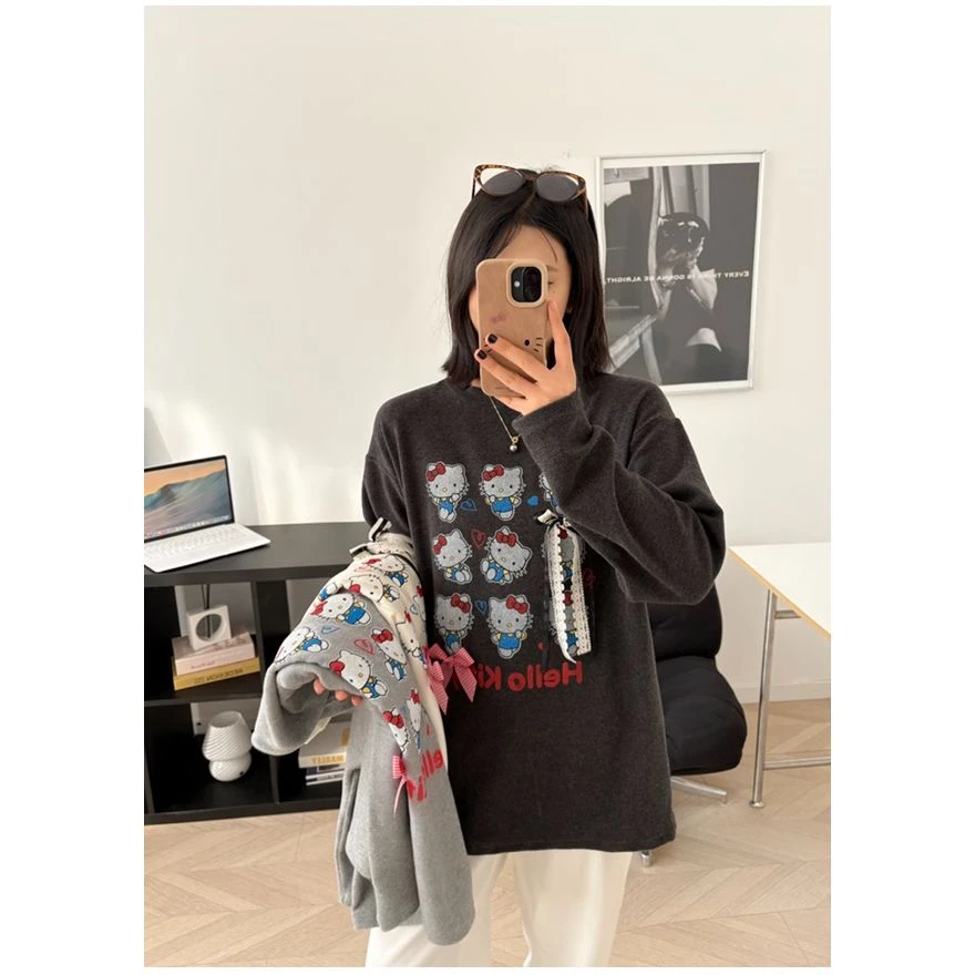 【YFONI】设计感花边蝴蝶结凯特加绒卫衣