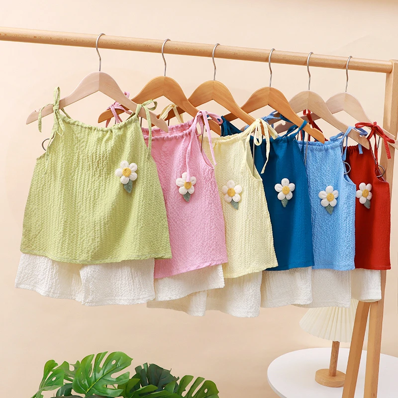 女童吊带裙套装夏季套装中小女童夏季套装宝宝洋气吊带裙