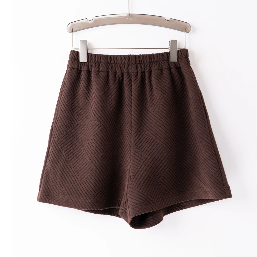 PK241025秋冬新款气质舒适时尚裤子松紧腰阔腿裤针织提花面料加厚