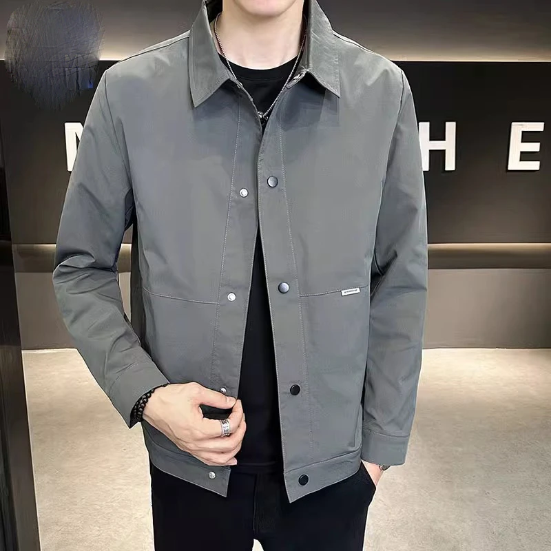 2024新款翻领夹克外套男士中青年休闲短款工装上衣服351