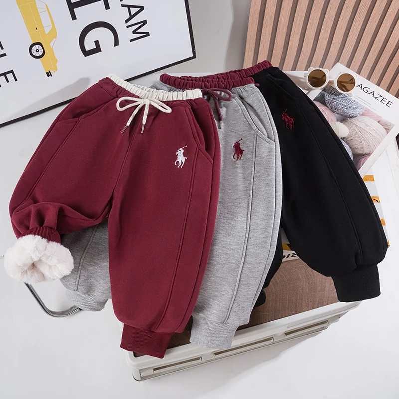 冬季【加厚仿兔绒】儿童女童男童运动裤加绒加厚保暖外穿洋气百搭裤