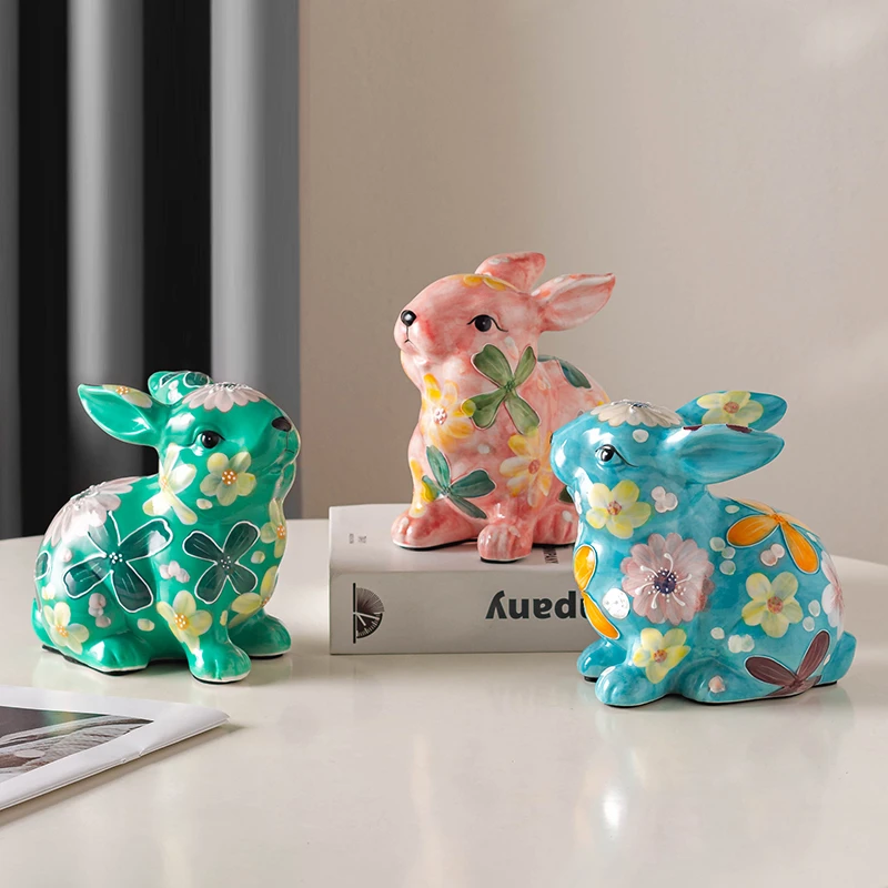 【兮房】濑户兔子摆件高档陶瓷客厅玄关家居装饰公仔送朋友礼物